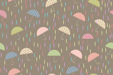 Renkli şemsiyeler dikişsiz desen çizimi 