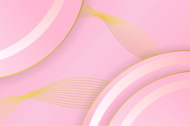 Renkli çizgileri ve daireleri olan soyut pembe arkaplan