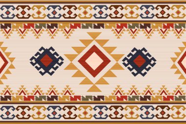 Etnik kabile süsü ve vektör illüstrasyonuyla kusursuz bir arkaplan