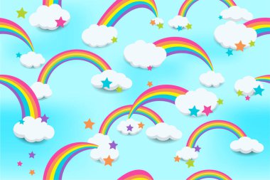 Gökkuşağı desenli kusursuz desen, çizgi film çizimi