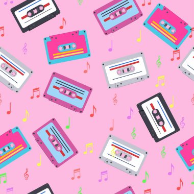 Müzik kasetleri kusursuz bir kalıptır. vektör illüstrasyonu