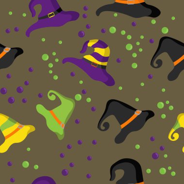 Cadılar Bayramı için şapkalı kusursuz desen 