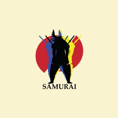 RGB gölgelemeli samuray vektör illüstrasyonu