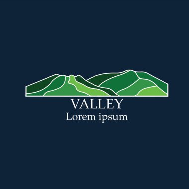 Vadi ve dağlar logosu, vektör illüstrasyonu
