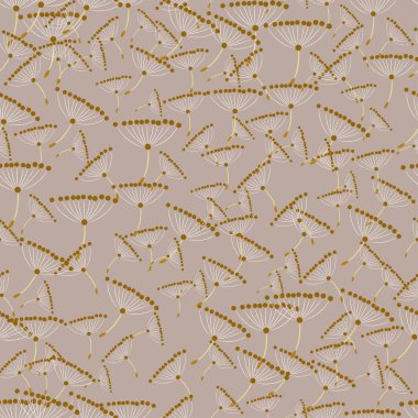 Altın çiçeklerle kusursuz arka plan, el çizimi çiçek deseni.