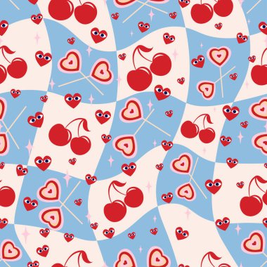 Kalpli ve kirazlı kusursuz desen 