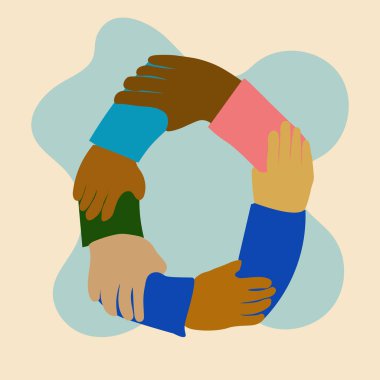 Düz simge tasarımı. Birçok el vektör simgesine sahip arkadaşlık kavramı