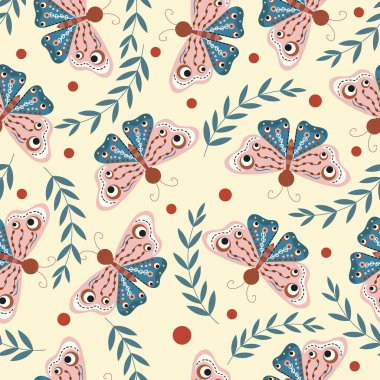 Renkli kelebek vektör, arkaplan içinde pürüzsüz desen