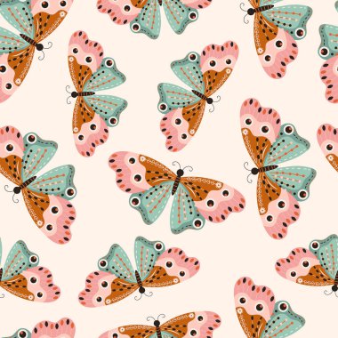 Renkli kelebek vektör, arkaplan içinde pürüzsüz desen