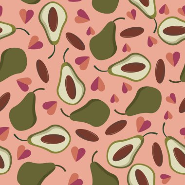 Dekorasyon, duvar kağıdı, ambalaj kağıdı, kumaş, arkaplan vs. için güzel avokado vektörsüz desen tasarımı.