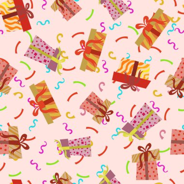 Kusursuz hediye desenleri, arka plan, duvar kağıdı, sarma kumaşı vs. için uygun vektör hediye kutuları