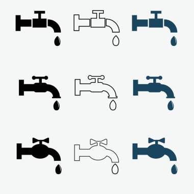 Su muslukları simgeleri, vektör illüstrasyonu