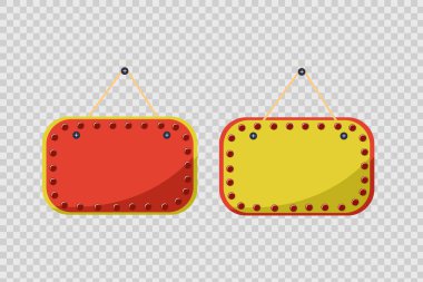 Kırmızı sarı asılı ikon şeffaf arka planda izole edildi. vektör illüstrasyonu