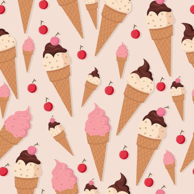 Duvar kağıdı, arkaplan, kapak, ambalaj vb. için düz vektörlü dondurma deseni