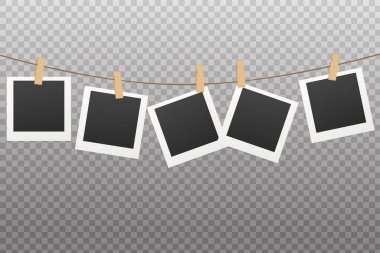 Gerçekçi fotoğraf çerçeveleri. Vektör illüstrasyonu şeffaf arkaplanda izole edildi