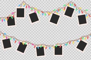 Beyaz arkaplanda renkli çelenk olan boş çerçeveler kümesi, vektör illüstrasyonu.