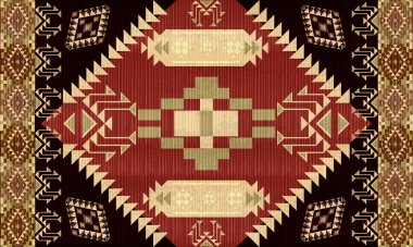 Halı ve banyo paspası Boho stili kabile tasarımı deseni.