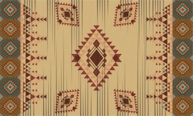 Geometrik şekillerde kusursuz kabile vektör deseni. aztec soyut arkaplan. kabile tarzı.