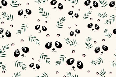 Komik pandayla kusursuz desen. vektör illüstrasyonu