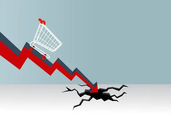 Alışveriş arabalı ve kırmızı oklu bir adamın 3 boyutlu resmi.