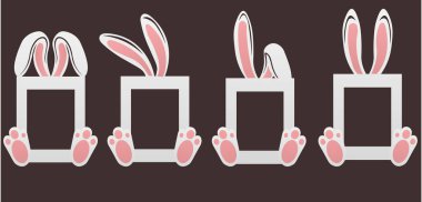 Paskalya tavşanı kulakları ve tavşan kulakları vektör çizimi.