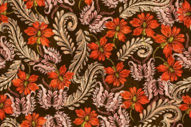 Eski çiçeklerle suluboya kusursuz desen. Dekoratif tasarım için renkli desenli güzel botanik baskısı. Parlak bahar ya da yaz arkaplanı. Düğün dekoru tasarımı. tekstil