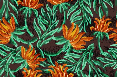 Kumaşta pürüzsüz renkli çiçek deseni