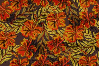 Suluboya deseni. Tropikal bitkilerle kusursuz desen.