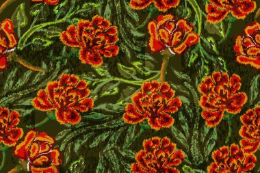 Tekstil baskısı. Desenler renkli desenler dizayn eder. tekstil çiçek desenleri moda tasarlıyor