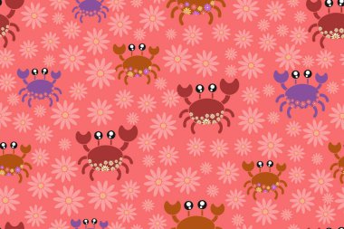 Yengeçli vektörsüz desen. deniz hayvanları