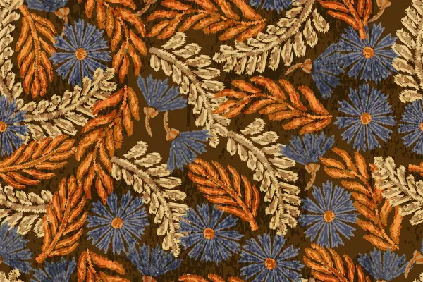 Çiçekler ve yapraklarla kusursuz desen