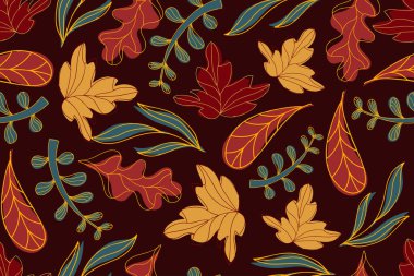 Sonbahar yaprakları ve dallar pürüzsüz desen 