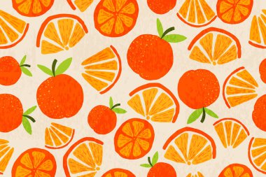 seamless pattern of watercolor orange and orange slices