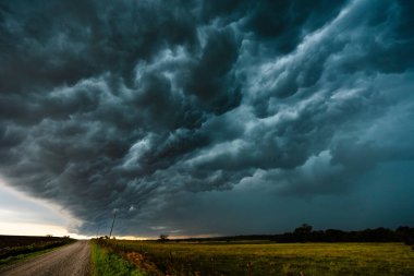 Fırtına önü, gök gürültüsü, gölge ve dokularla dolu görkemli, dramatik bir gökyüzünde hareket ederek uğursuz, karamsar bir atmosfer yaratıyor ve ham hava gücünü sergiliyor.