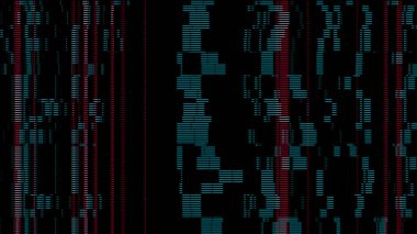 Soyut Dijital Arıza Sanatı Teal Kırmızı Piksel Şablon Çizgili Çizgiler Arkaplan Tasarımı - 4K yüksek kaliteli arkaplan