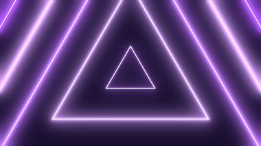 Mor Neon Üçgeni Soyut Işık Çizgileri Geometrik Tasarım Arkaplanı - 4k Yüksek Kalite