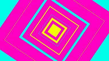 Soyut Pembe Cyan Kare Deseni Geometrik Tasarım Parlak Renkler Kalın Çizgiler Modern Dijital Grafik Resimleri - 4K Kalite