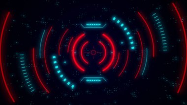 Gelecekçi Kırmızı Mavi Neon Teknoloji Hedef Arayüz Dijital Sistem Tasarım Ekranı - 4K Kalite