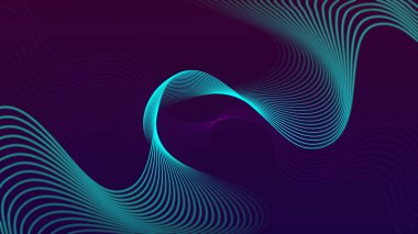 Soyut Teal Mor Girdap Çizgileri Dijital Dalga Enerjisi Akış Tasarımı Sanat Grafik Teknolojisi Ağı - Arkaplan Kalitesi - 4K