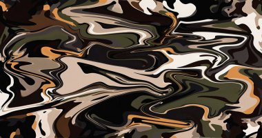 Soyut Dönen Sıvı Mermer Sanat Koyu Kahverengi Yeşil Turuncu Beyaz Siyah