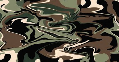 Soyut Dönen Camo Deseni Yeşil Kahverengi Bej Sanatsal Tasarım Doku Duvar Kağıdı