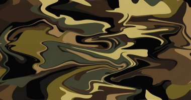Soyut Kamuflaj Girdabı Yeşil Kahverengi Siyah Mermer Doku Tasarımı Sanat Boyaması