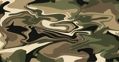 Soyut Ordu Kamuflaj Şablonu Yeşil Kahverengi Bej Girdaplar Sıvı Mermer Tasarım Askeri Doku Duvar Kağıdı Grafiksel Sanat