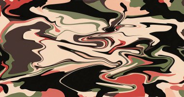 Soyut Dönen Sıvı Boya Tasarımı Siyah Yeşil Kırmızı