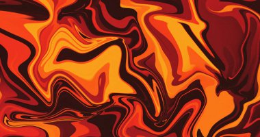Soyut Dönen Sıvı Ateş Turuncu Kahverengi Siyah Doku Tasarım Şablonu