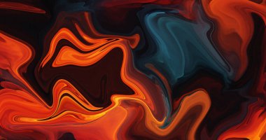 Soyut Dönen Turuncu Teal Sıvı Mermer Boya Doku Tasarımı Duvar Kağıdı