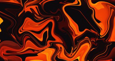 Soyut Turuncu Siyah Girdap Mermer Sıvı Boya Tasarım Sanatı