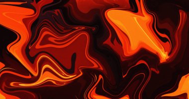 Soyut ateşli turuncu siyah kıvrımlı sıvı boya tasarımı sanat dokusu arka plan duvar kağıdı çizimi