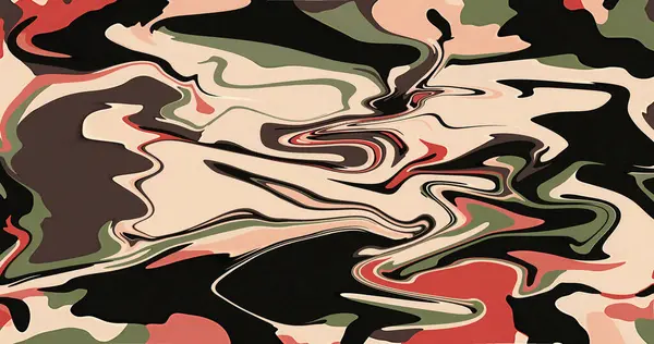 Soyut Dönen Sıvı Boya Tasarımı Siyah Yeşil Kırmızı