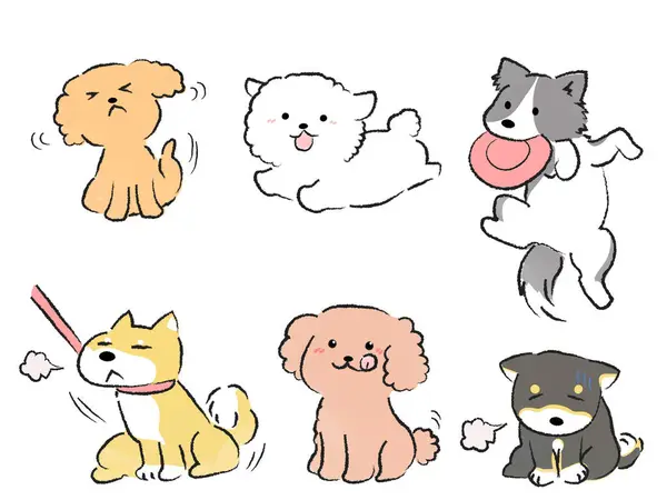 Illustration Set Living Dogs — Stock Vector